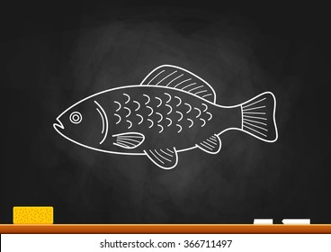 Fish drawing on blackboard