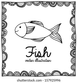 fish drawing over white background vector illustration
