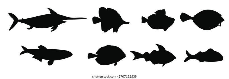 Ilustración de diseño de Vector de dibujo de pescado aislado en blanco