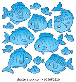 Fish drawings theme image 2 - eps10 vector illustration.