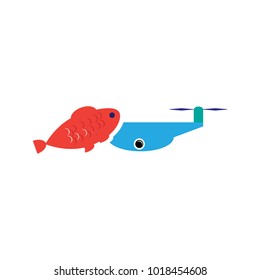 Fish Drone Logo icon Design
