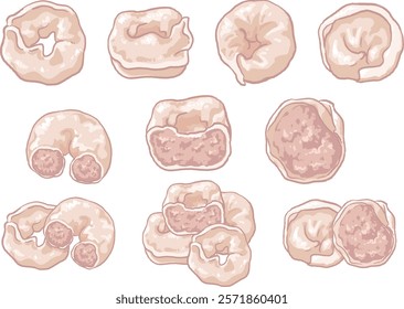 Fish dumplings, a hot pot ingredient, includes illustrations of different combinations