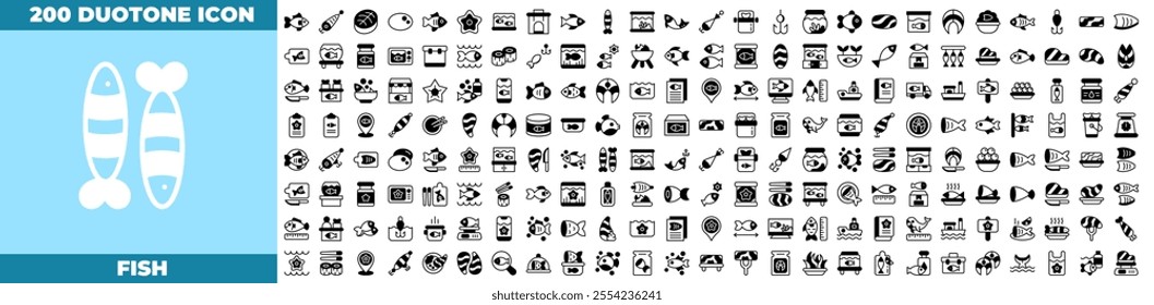 Fish Duotone Editable Icons set.