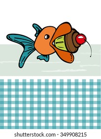 A Fish eating a cupcake