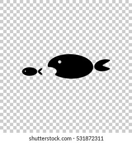 fish eating fist. Black icon on transparent background.