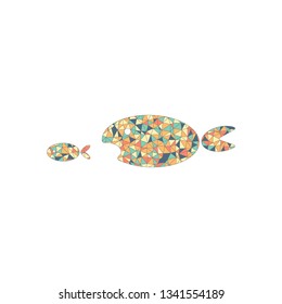 fish eating fist. Colored mosaic with polygons