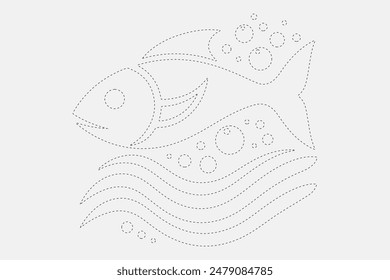 fish editable vector file for amazon kdp coloring page 