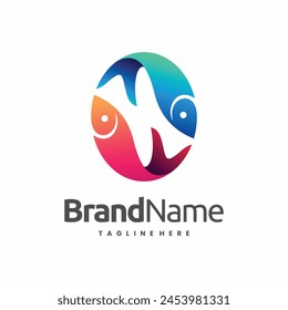 fish egg logo design, combination of fish and egg shapes logo concept