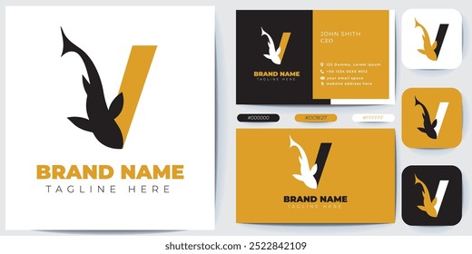 Fish Elegant logo design inspiration with Layout Template, Business Card and Vector design 