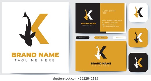 Fish Elegant logo design inspiration with Layout Template, Business Card and Vector design 