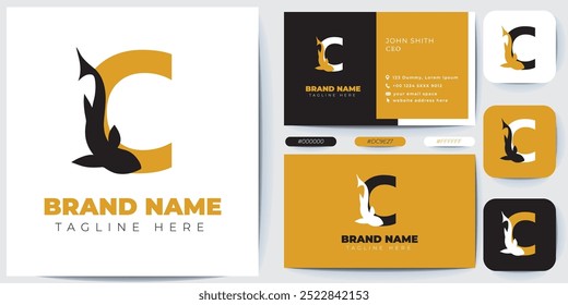 Fish Elegant logo design inspiration with Layout Template, Business Card and Vector design 