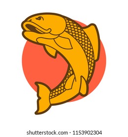 Fish emblem. Fishing club Fishermen sign. Vector illustration
