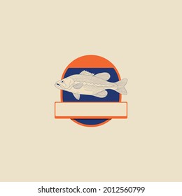 fish emblem flat color logo