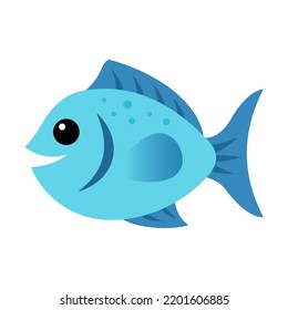 Fish emoji icon vector isolated flat design on white background. Fish animal