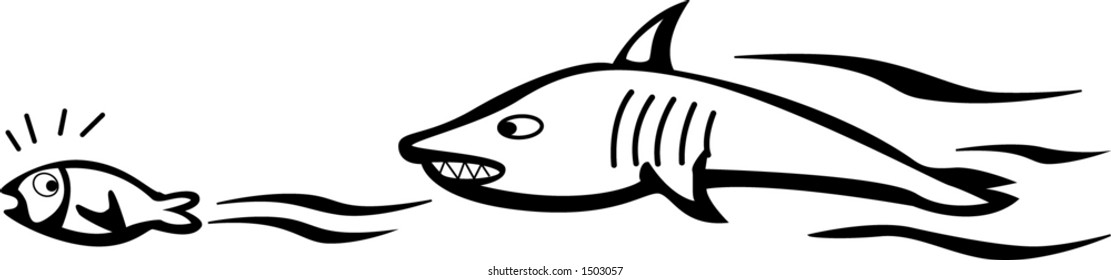 Fische, die aus einem Hai entkommen