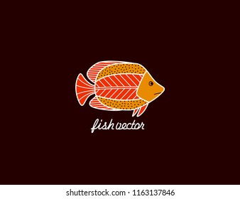Fish in ethnic style. Logo design template for company.  Vector.