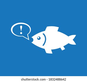 Fish with an exclamation mark in a balloon