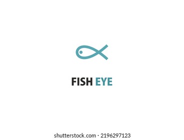 Fish and eye combination template logo design solution