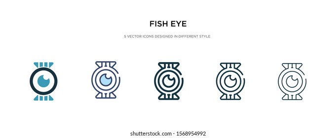 fish eye icon in different style vector illustration. two colored and black fish eye vector icons designed in filled, outline, line and stroke style can be used for web, mobile, ui