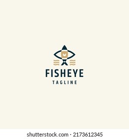 Fish and eye logo icon design template flat vector illustration