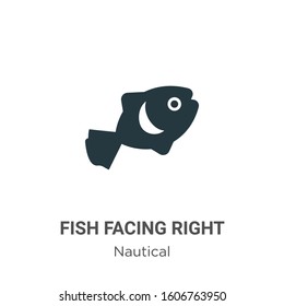 Fish facing right glyph icon vector on white background. Flat vector fish facing right icon symbol sign from modern nautical collection for mobile concept and web apps design.