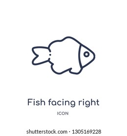 fish facing right icon from nautical outline collection. Thin line fish facing right icon isolated on white background.