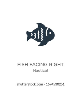 Fish facing right icon vector. Trendy flat fish facing right icon from nautical collection isolated on white background. Vector illustration can be used for web and mobile graphic design, logo, eps10