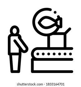 vector de icono del transportador de fábrica de pescado. señal de transportador de fábrica de pescado. ilustración de símbolo de contorno aislado