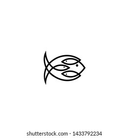 fish family Logo style Line, mother and child fish Logo design Template
