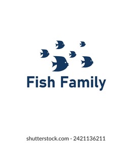 Fish family logo vector design simple