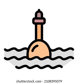Fish farm bobber icon. Outline fish farm bobber vector icon color flat isolated