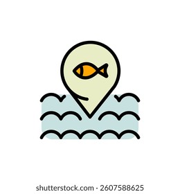 Fish farm color icons set. Simple signs set of fish farm icons. Vector illustration for mobile concept and web design.