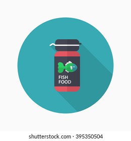 Fish feed icon , Vector flat long shadow design.