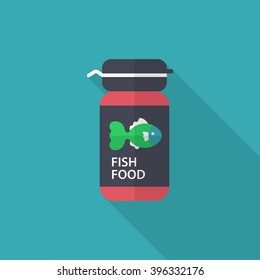 Fish feed icon , Vector flat long shadow design.