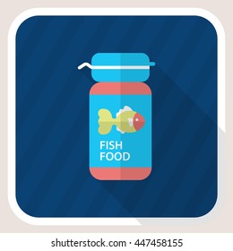 Fish feed icon , Vector flat long shadow design.