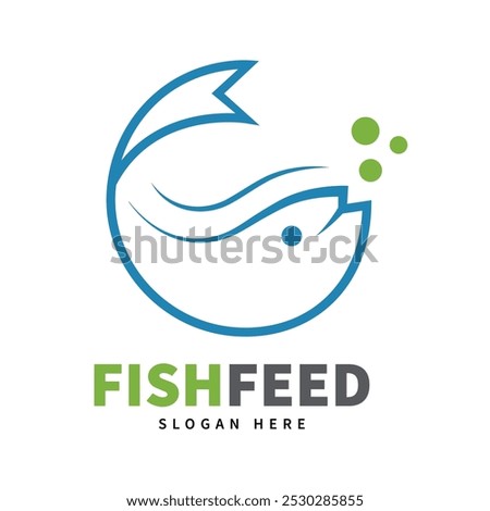 Fish feed making company logo template with creative logo in blue and green color on white background. Fish logo icon design template elements. Usable for branding and business logos. Vector logo