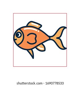 Fish fill style icon design Sea life ecosystem fauna ocean underwater water nature marine tropical theme Vector illustration
