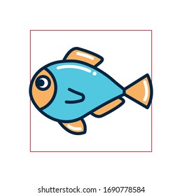 Fish fill style icon design Sea life ecosystem fauna ocean underwater water nature marine tropical theme Vector illustration