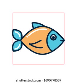 Fish fill style icon design Sea life ecosystem fauna ocean underwater water nature marine tropical theme Vector illustration