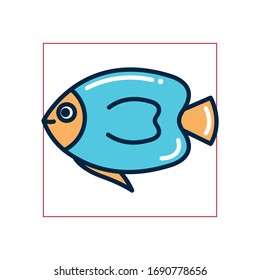 Fish fill style icon design Sea life ecosystem fauna ocean underwater water nature marine tropical theme Vector illustration