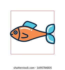 Icono de relleno de peces Diseño de ecosistemas marinos fauna subacuática naturaleza marina temática tropical marina Ilustración de vectores