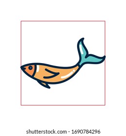 Fish fill style icon design Sea life ecosystem fauna ocean underwater water nature marine tropical theme Vector illustration