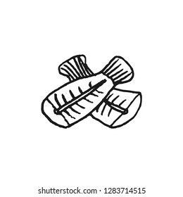 fish fillet doodle vector sketch isolated on white background