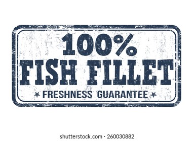 Fish fillet grunge rubber stamp on white background, vector illustration