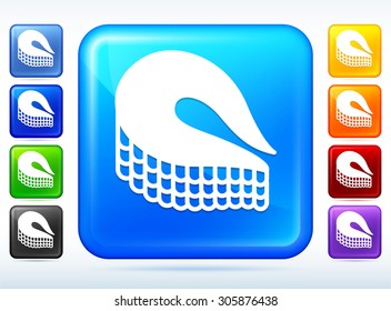 Fish Fillet on Blue Square Button