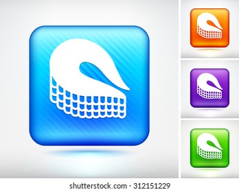 Fish Fillet on Blue Square Button