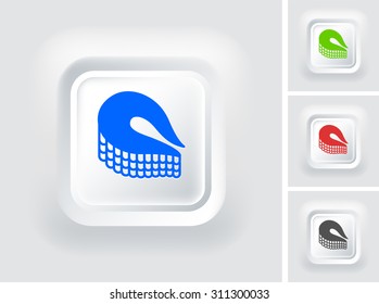 Fish Fillet on White Square Button