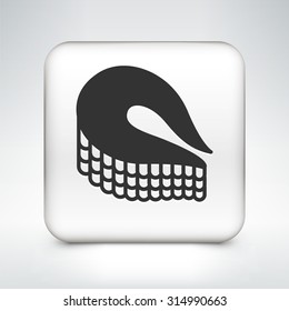 Fish Fillet on White Square Button