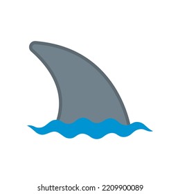 Fish fin icon with water wave. Shark or dolphin fin. Isolated vector illustration on white background.