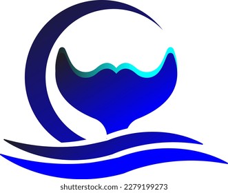 fish fin logo, in the middle of the sea